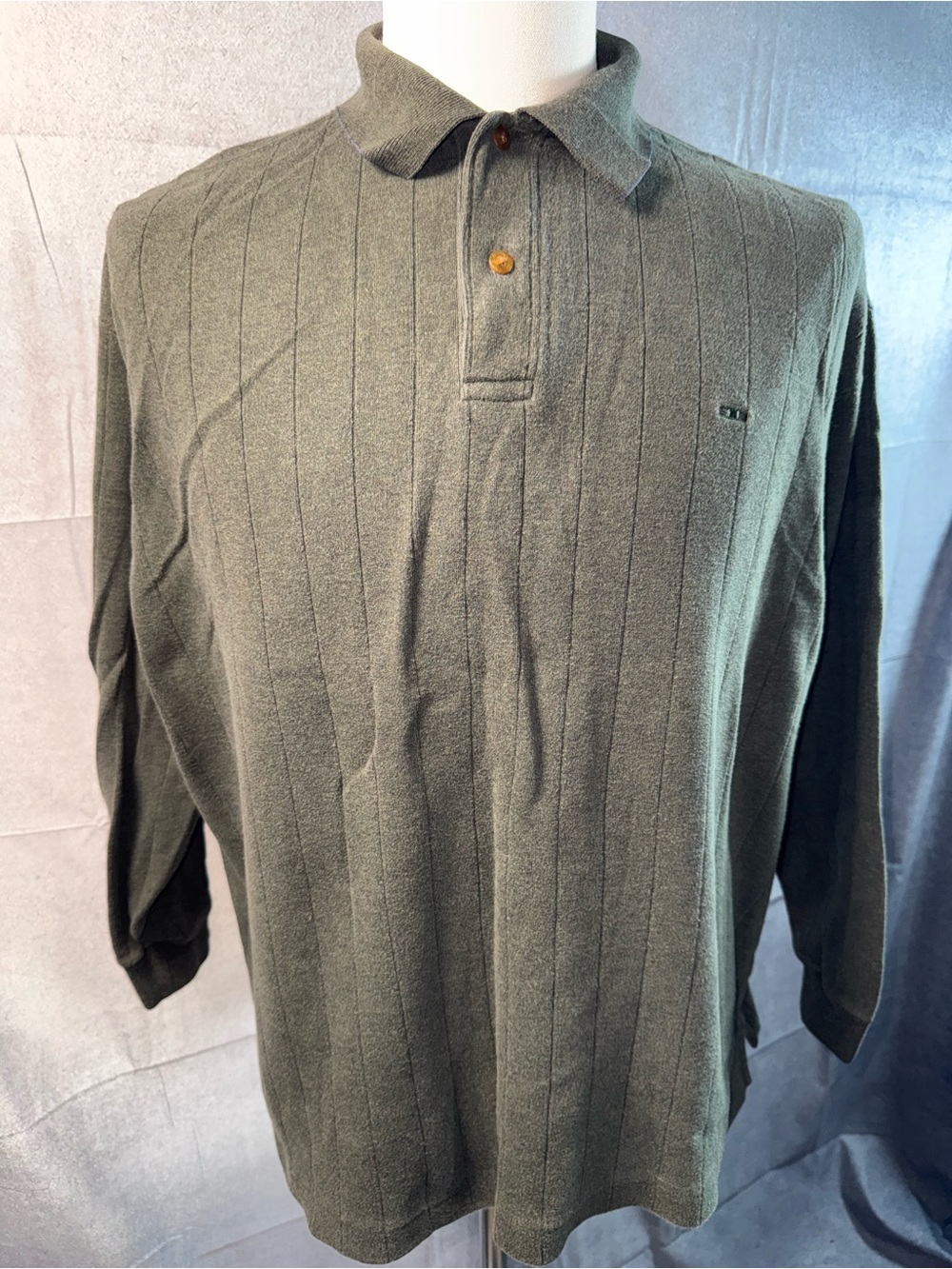 1580-Vintage Alexander Julian Olive Green Long-Sleeve Polo